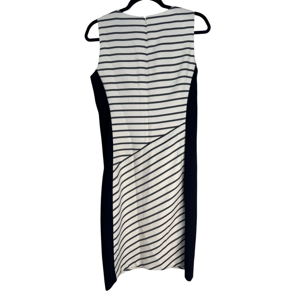Lauren Ralph Lauren Striped Sheath Dress Navy White Sleeveless Knee Length Siz 8 - Picture 7 of 10